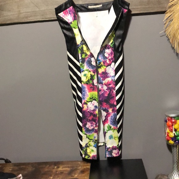 NWOT Mustard Seed funky floral striped strapless dress - Picture 2 of 9